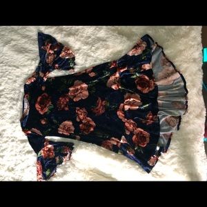 Blue velvet floral dress